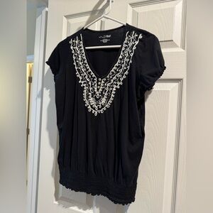 RXB Black Top with White Embellishments